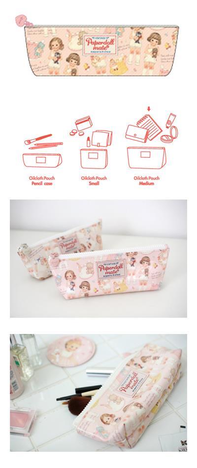 【ペーパードールメイト】オイルクロスポーチP <ピンクパターン> OCP-p05p