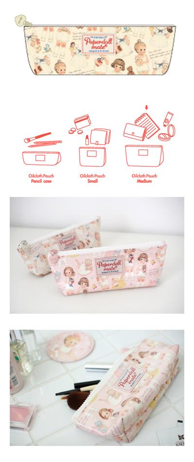 【ペーパードールメイト】オイルクロスポーチP <ベージュパターン> OCP-p06b